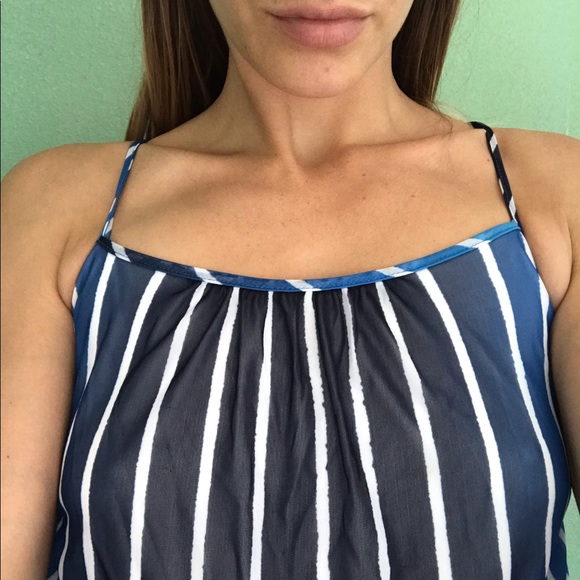 Pin Striped Maxi Dress in Blue w/ spaghetti straps - Picture 6 of 8